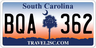 SC license plate BQA362