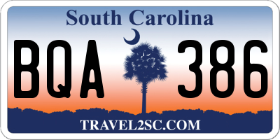 SC license plate BQA386