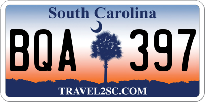 SC license plate BQA397