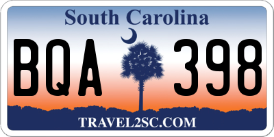 SC license plate BQA398