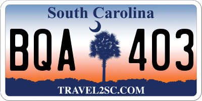 SC license plate BQA403