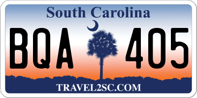 SC license plate BQA405