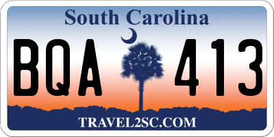SC license plate BQA413