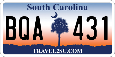 SC license plate BQA431
