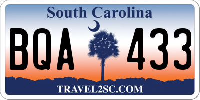 SC license plate BQA433