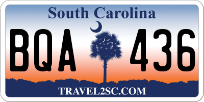 SC license plate BQA436