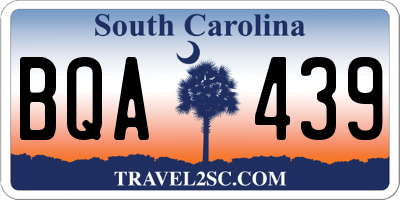 SC license plate BQA439
