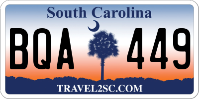SC license plate BQA449