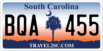 SC license plate BQA455