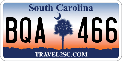 SC license plate BQA466