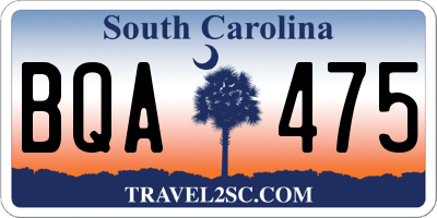 SC license plate BQA475