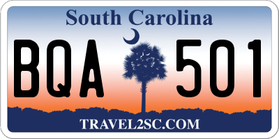 SC license plate BQA501