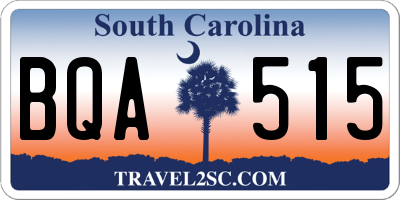 SC license plate BQA515