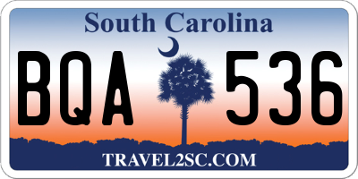 SC license plate BQA536