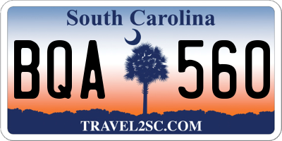 SC license plate BQA560