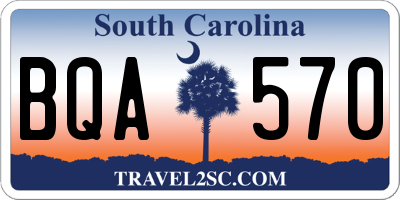 SC license plate BQA570