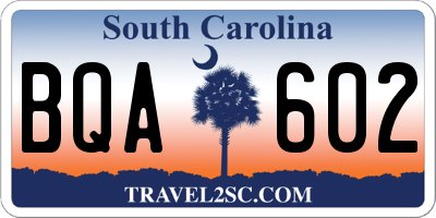 SC license plate BQA602