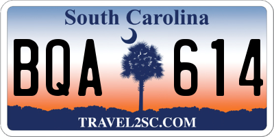SC license plate BQA614