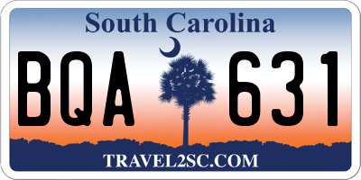 SC license plate BQA631