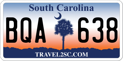 SC license plate BQA638
