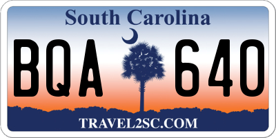 SC license plate BQA640