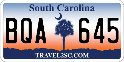 SC license plate BQA645