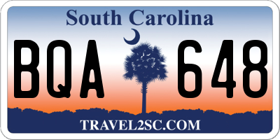 SC license plate BQA648