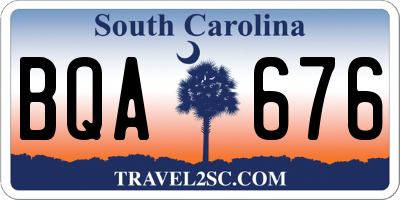 SC license plate BQA676