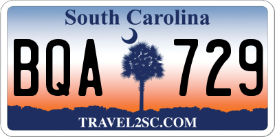 SC license plate BQA729