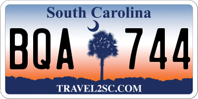 SC license plate BQA744