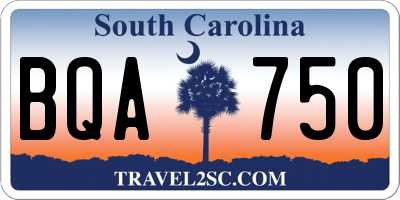 SC license plate BQA750