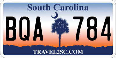 SC license plate BQA784