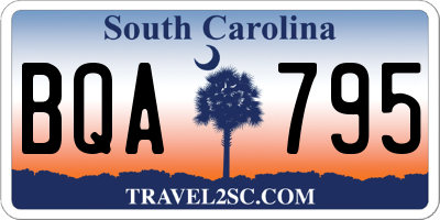 SC license plate BQA795
