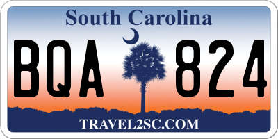 SC license plate BQA824