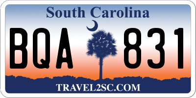 SC license plate BQA831