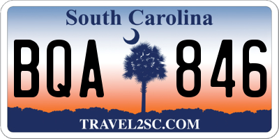 SC license plate BQA846