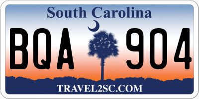 SC license plate BQA904