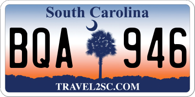 SC license plate BQA946