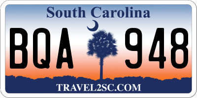 SC license plate BQA948