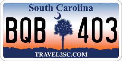 SC license plate BQB403