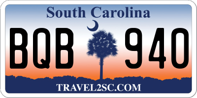 SC license plate BQB940