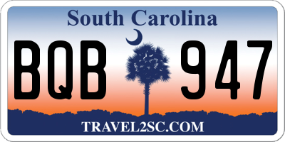 SC license plate BQB947