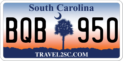 SC license plate BQB950