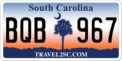 SC license plate BQB967