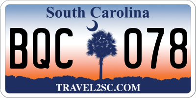 SC license plate BQC078