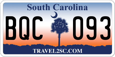 SC license plate BQC093