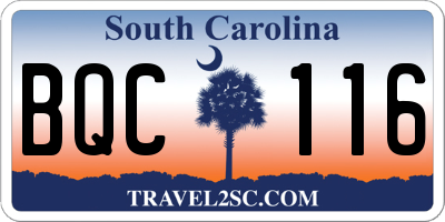 SC license plate BQC116