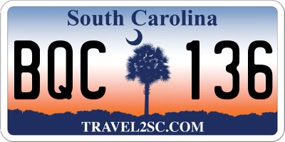 SC license plate BQC136