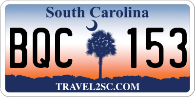 SC license plate BQC153