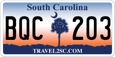 SC license plate BQC203